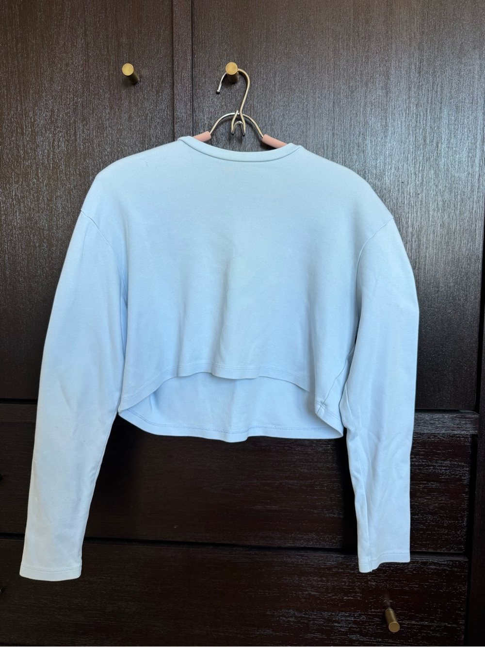 WARDROBE.NYC Light Blue Cropped Long-Sleeve Top